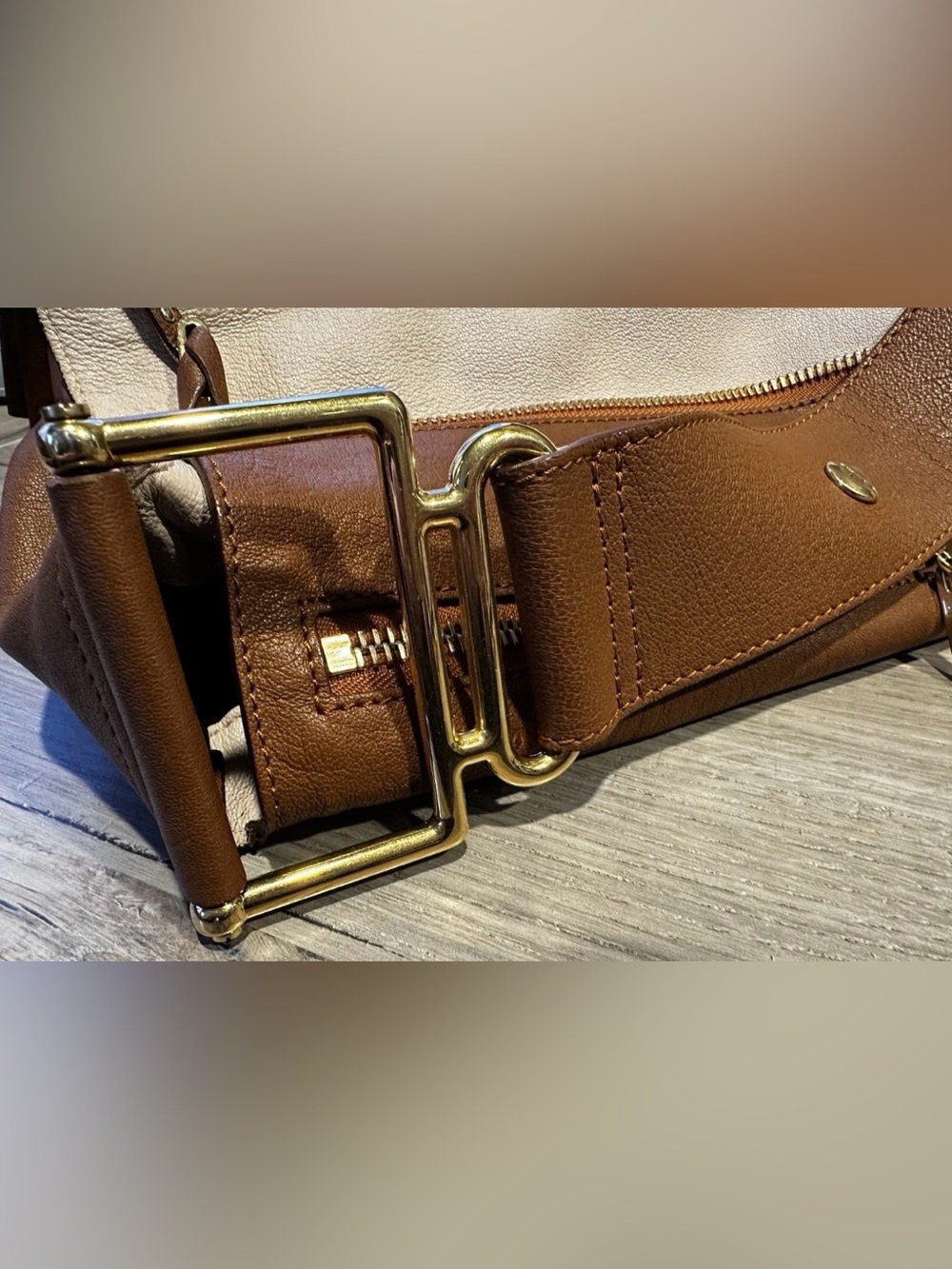 Chloe Dark Brown Leather Multi-Zip Shoulder Slouchy Crossbody Bag + COA - Picture 8 of 16